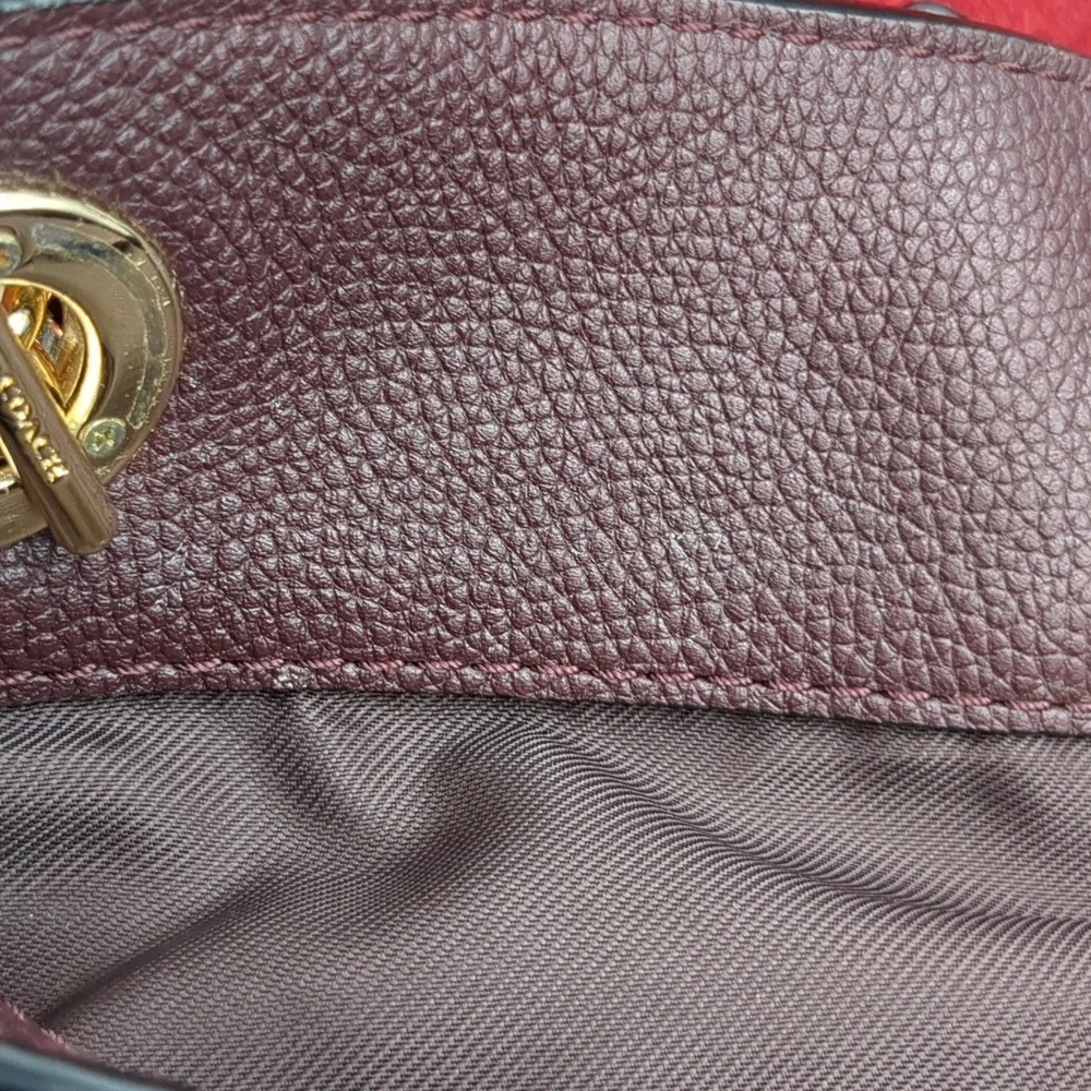 Coach Deep Burgundy Edie Leather Bag - Picture 16 of 16